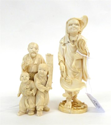 Lot 150 - A Japanese Ivory Okimono as Inkada Sonja, Meiji period, standing holding a flywhisk and a necklace