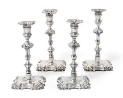 Lot 159 - Four George II Silver Candlesticks, Three by John Quantock, London, One 1751 and Two 1753 and...
