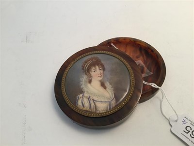 Lot 165 - A Pair of Tortoiseshell Portrait-Miniature Snuff-Boxes, 19th Century, each circular, the pull...