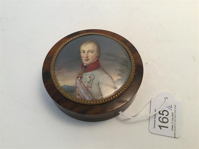 Lot 165 - A Pair of Tortoiseshell Portrait-Miniature Snuff-Boxes, 19th Century, each circular, the pull...