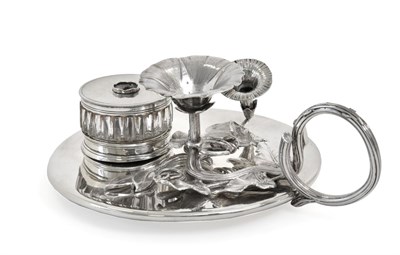Lot 170 - A Victorian Silver Inkstand, by John and Henry Lias, London, 1843, on circular base, applied...