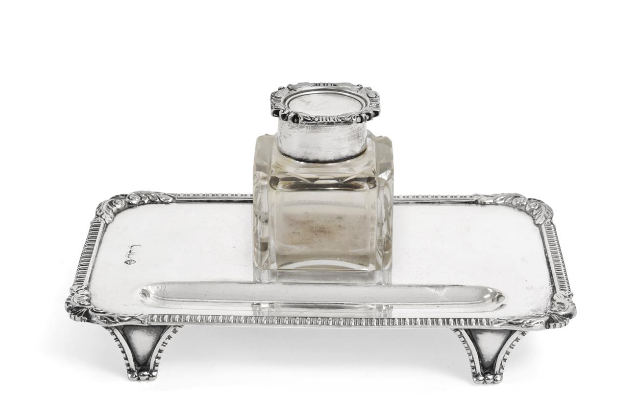 Lot 183 - An Edward VII Silver Inkstand, The Base by C. H. Hancock, London, Probably 1903, The Mounts on...