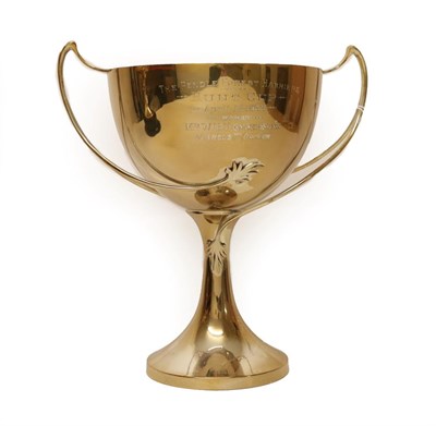 Lot 187 - A George V Silver Trophy-Cup, by Adie Brothers, Birmingham, 1932, the bowl hemispherical and on...