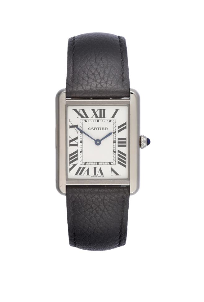 Lot 201 - A Stainless Steel Wristwatch, signed Cartier, ref: WSTA0028, model: Tank Solo, circa 2018,...