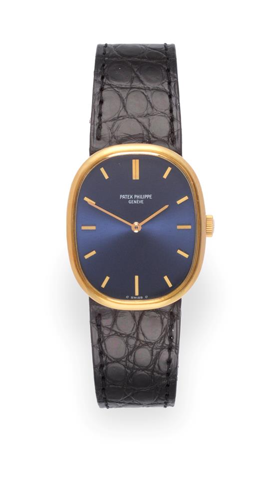 Lot 210 - An 18 Carat Gold Wristwatch, signed Patek Philippe, Geneve, model: Golden Ellipse, ref: 3648, circa