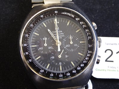Lot 214 - A Stainless Steel Chronograph Wristwatch, signed Omega, model: Speedmaster Professional Mark...