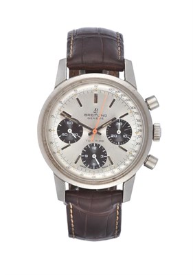 Lot 215 - A Stainless Steel Chronograph Wristwatch, signed Breitling, Geneve, ref: 810, model: Top Time,...