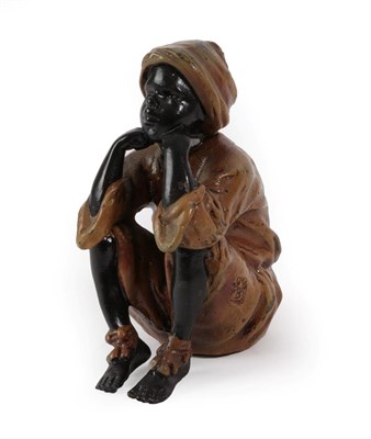 Lot 254 - A Bergman Cold Painted Bronze Figure of an Arab Boy, early 20th century, seated with head...