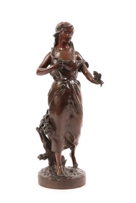 Lot 257 - After Joseph François A Belin: A Bronze Figure of a Maiden, standing wearing loose robes...