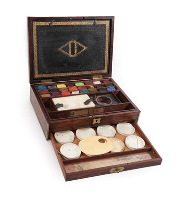 Lot 268 - A Reeves & Sons Brass Bound Rosewood Artist's Paint Box, early 19th century, of rectangular...
