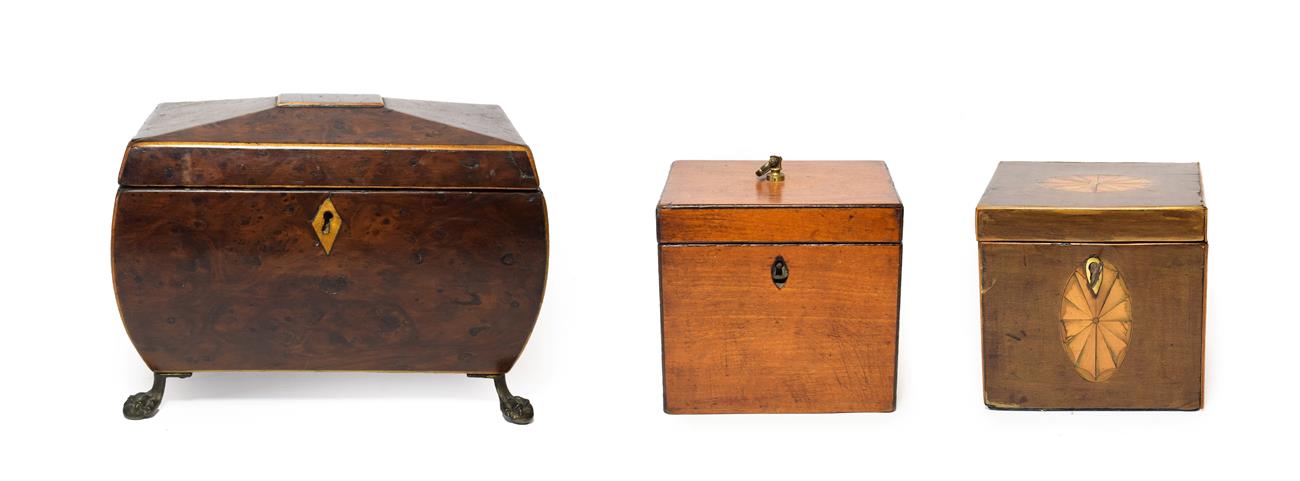 Lot 271 - A Regency Metal Mounted Yewwood Tea Caddy, of bombé rectangular form, with two vacant...