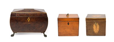 Lot 271 - A Regency Metal Mounted Yewwood Tea Caddy, of bombé rectangular form, with two vacant...
