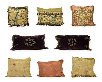 Lot 281 - A Collection of Eleven Cushions, early 20th century, and some parts earlier, variously worked...