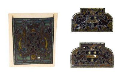 Lot 286 - A Stained and Leaded Glass Panel, 19th century, of rectangular form, with a crowned armorial...