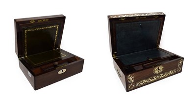 Lot 311 - A Regency Rosewood and Ivory Inlaid Writing Slope, of rectangular form with foliate borders...