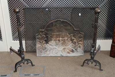 Lot 335 - A Pair of Steel Andirons, French, late 17th/18th century, in Medieval style, with octagonal...