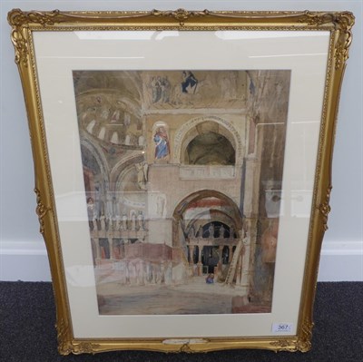 Lot 367 - James Holland (1799-1870) Interior of St Mark's, Venice Watercolour, together with C Rupert...