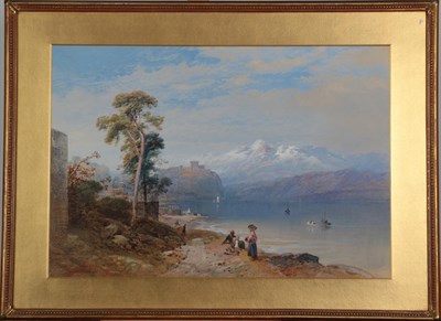 Lot 370 - Thomas Miles Richardson Jnr. RWS (1813-1890) Figures resting by the roadside, a scene on the...