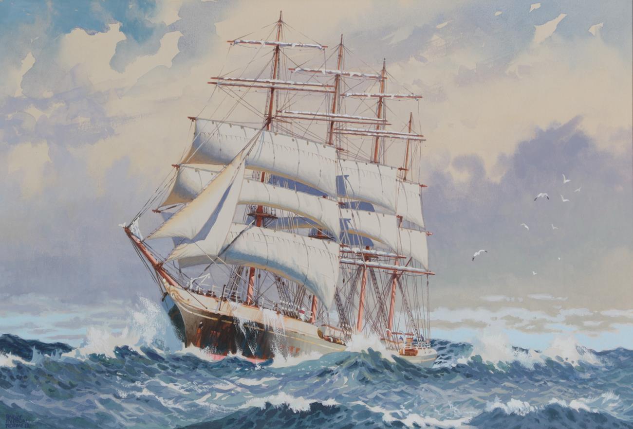 Lot 378 - Harry Hudson Rodmell (1896-1984) Clipper ship in full sail  Signed, watercolour heightened with...