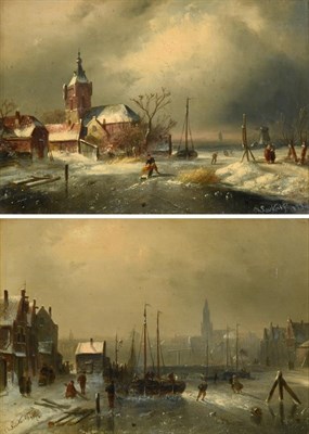 Lot 418 - Charles Henri Joseph Leickert (1816-1907) ''Winter Time''  Signed and dated 1878, oil on...