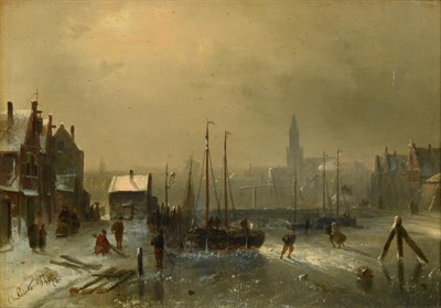 Lot 418 - Charles Henri Joseph Leickert (1816-1907) ''Winter Time''  Signed and dated 1878, oil on...