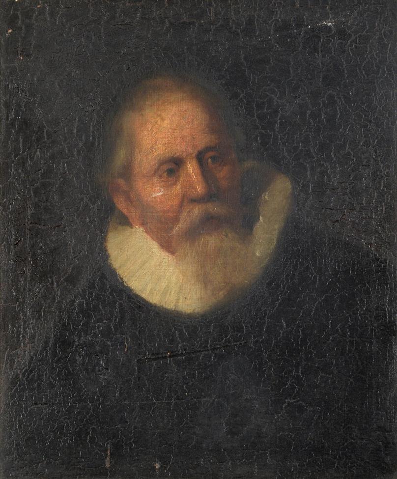 Lot 423 - Manner of Rembrandt van Rijn (1606-1669) Dutch Portrait of a merchant wearing a white ruff,...