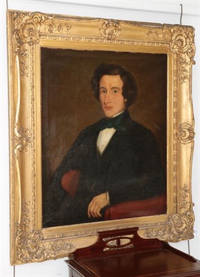 Lot 430 - British School (19th century) Portrait of a gentleman, seated, in a red armchair Oil on canvas,...