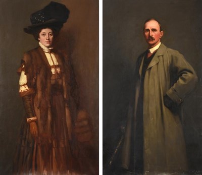 Lot 433 - David Gauld (1865-1936) Scottish Portrait of Mrs Matthew Dickie, wearing a brown satin dress...