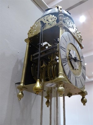 Lot 458 - A 17th Century Brass Striking Lantern Clock with Very Unusual Early Conversions to a Side...
