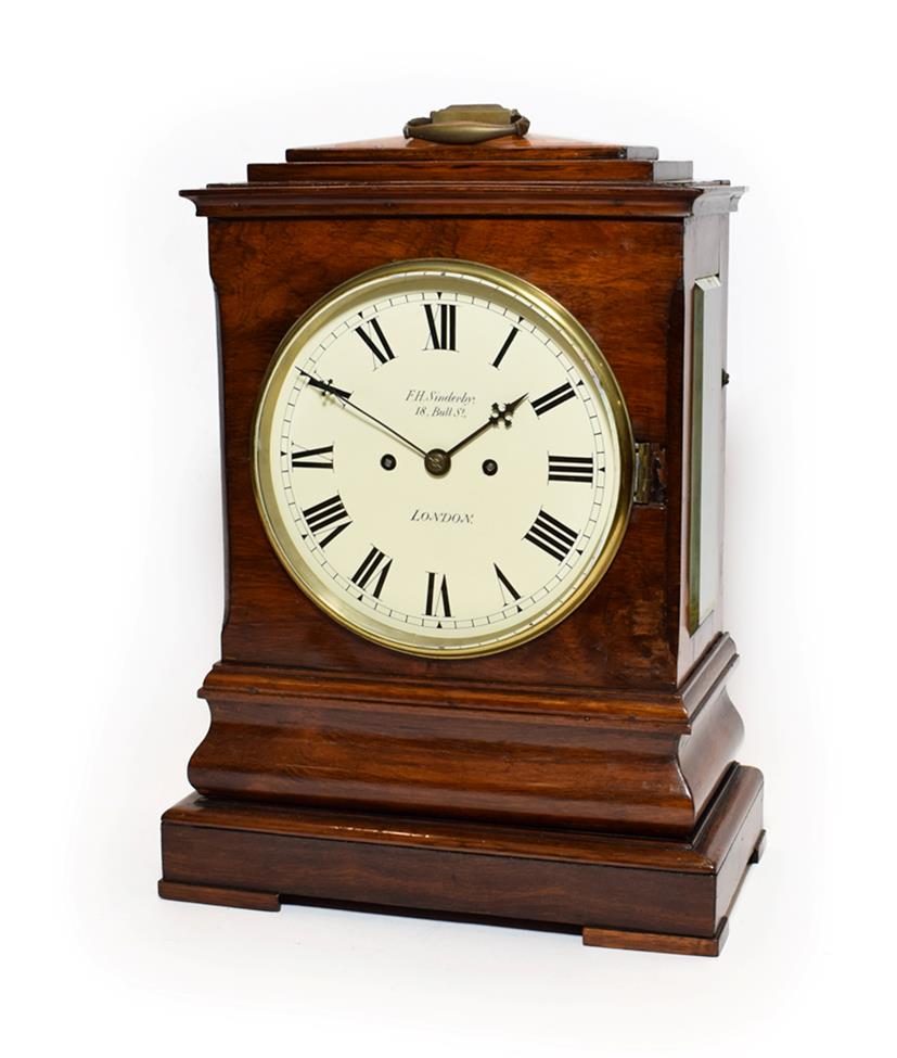 Lot 464 - A Mahogany Striking Table Clock, signed F H Sinderby, 18 Bull St, London, circa 1830, stepped...