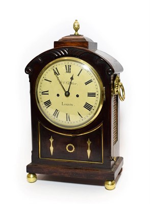 Lot 466 - A Regency Mahogany Striking Table Clock, signed Wm Chater, London, arched pediment, recessed...