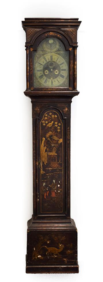 Lot 478 - A Chinoiserie Eight Day Longcase Clock, signed Thos Carter, Bp Auckland, circa 1730, flat top...