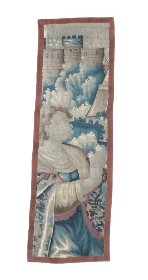 Lot 548 - Aubusson Tapestry Fragment Central France, 17th century Woven in silk and wool, depicting a...