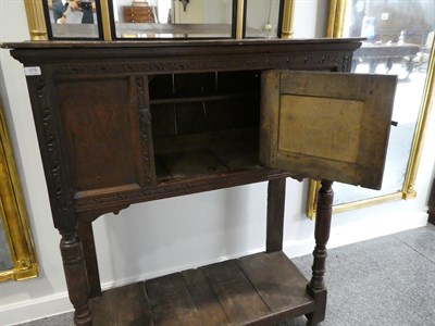 Lot 575 - A Late 17th Century Joined Oak East Anglian Food Cupboard, with central cupboard door all...