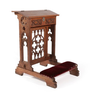Lot 603 - A Victorian Oak Gothic Revival Small Lectern, in the manner of Pugin, the hinged lid above...