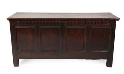 Lot 616 - A Late 17th Century Joined Oak Chest, the hinged lid decorated with a punch ground border above...