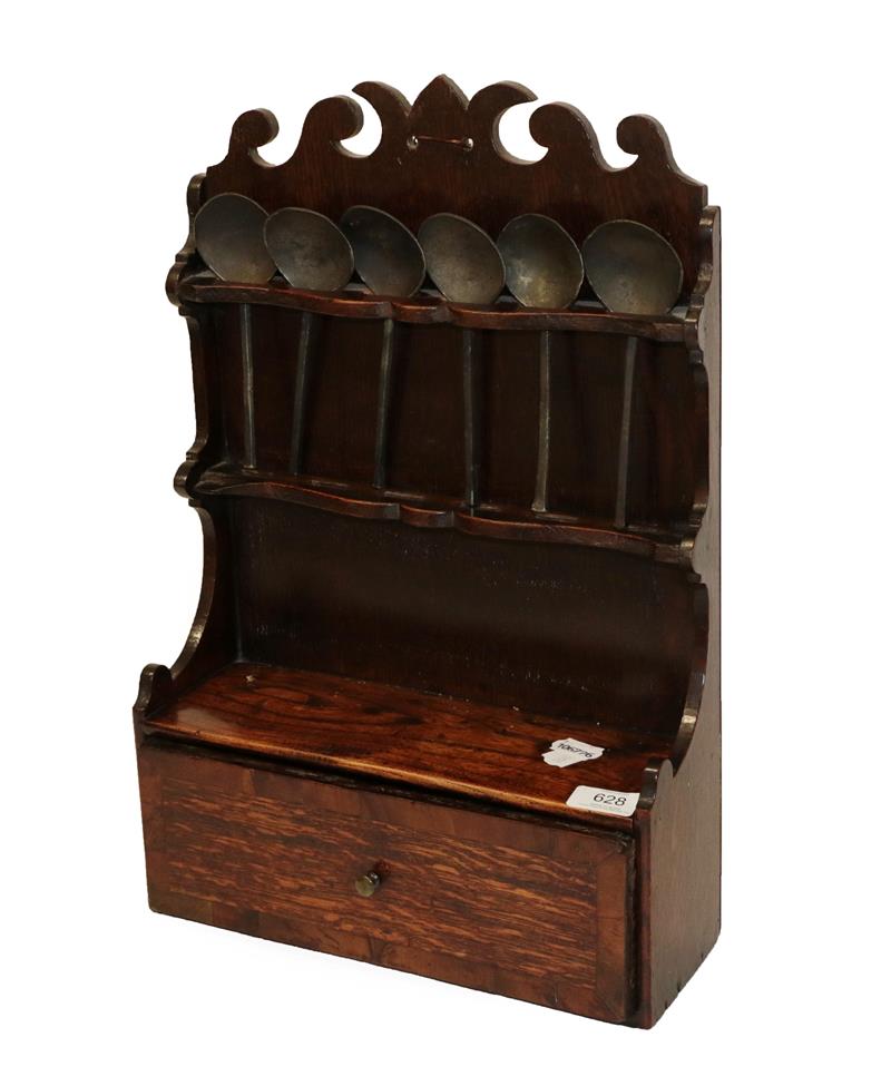 Lot 628 - An 18th Century Oak Spoon Rack, the back