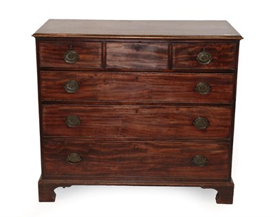 Lot 640 - A George III Mahogany Straight Front Chest of Drawers, late 18th century, the moulded top above...