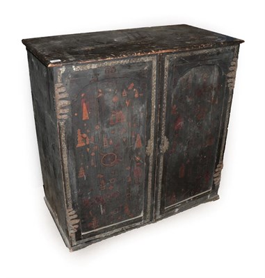 Lot 646 - A Regency Pine and Ebonised Collector's Cabinet, early 19th century, with traces of red paint,...