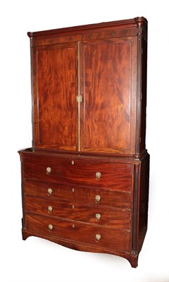 Lot 653 - A Regency Mahogany Secretaire Bookcase, early 19th century, the moulded cornice with fluted...