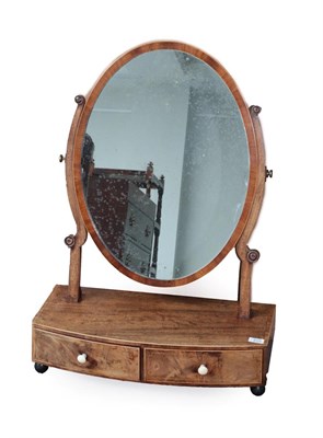 Lot 659 - A Late George III Mahogany and Boxwood Strung Dressing Mirror of large proportions, circa 1820, the