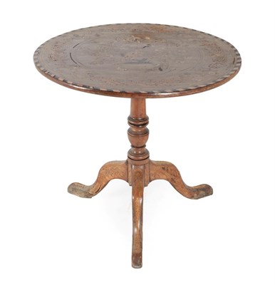 Lot 666 - A George III Mahogany and Marquetry Inlaid Circular Tilt-Top Table, the top richly inlaid with...
