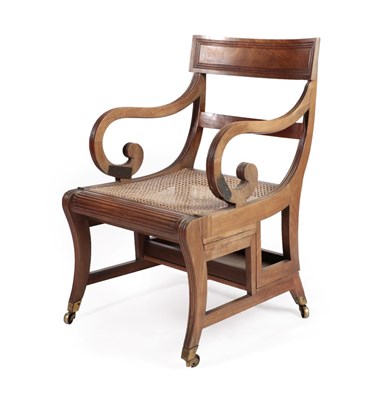 Lot 678 - A Rare Regency Mahogany Library Combined Armchair and Metamorphic Steps, the curved top rail...