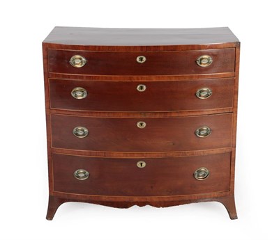 Lot 693 - A George III Mahogany, Crossbanded and Boxwood Strung Bowfront Chest of Drawers, late 18th century