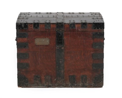 Lot 696 - A Victorian Oak and Metal Bound Silver Chest, labelled Catchpole & Williams, 510 Oxford Street, the