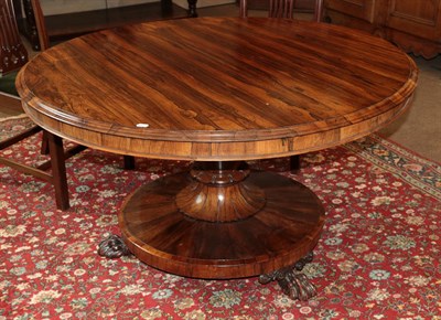 Lot 726 - A William IV Circular Rosewood Breakfast Table, 2nd quarter 19th century, the platform base bearing
