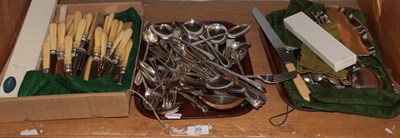 Lot 20 - Three trays of assorted silver plate flatware, including; a part service of reeded Mappin &...