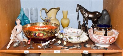 Lot 21 - Worcester, Doulton, Royal Crown Derby, Crown Devon, Royal Dux, and other ceramics, glass vase etc