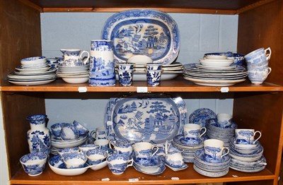 Lot 26 - A collection of 19th century and later Spode blue Italian and old willow pattern blue and white...