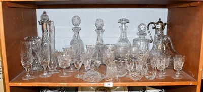 Lot 34 - Silver mounted decanter, quantity of crystal drinking glasses and decanters